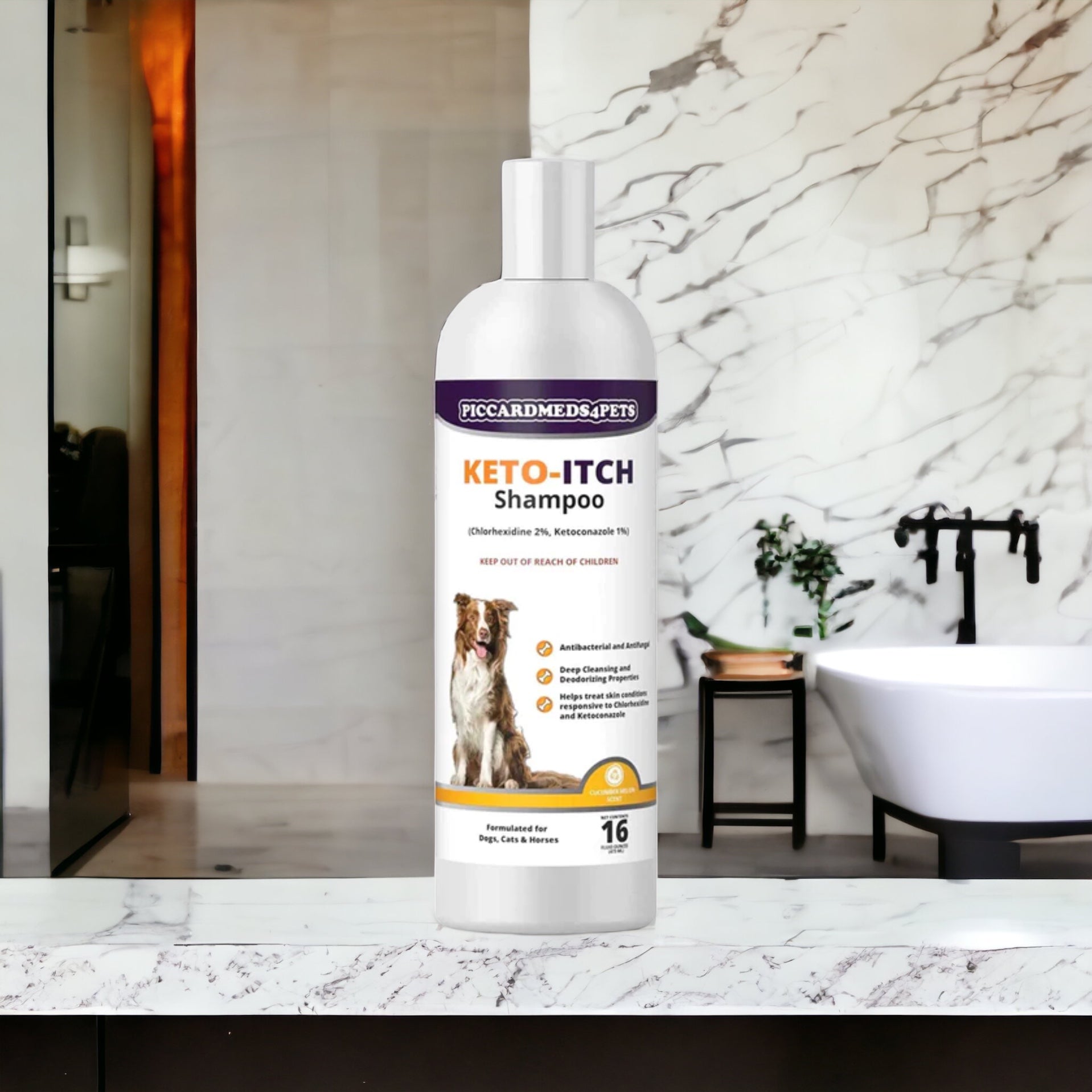 Piccardmeds4pets Keto-Itch Relief Medicated Shampoo Pet Dog 16 oz. + FREE Bandana!