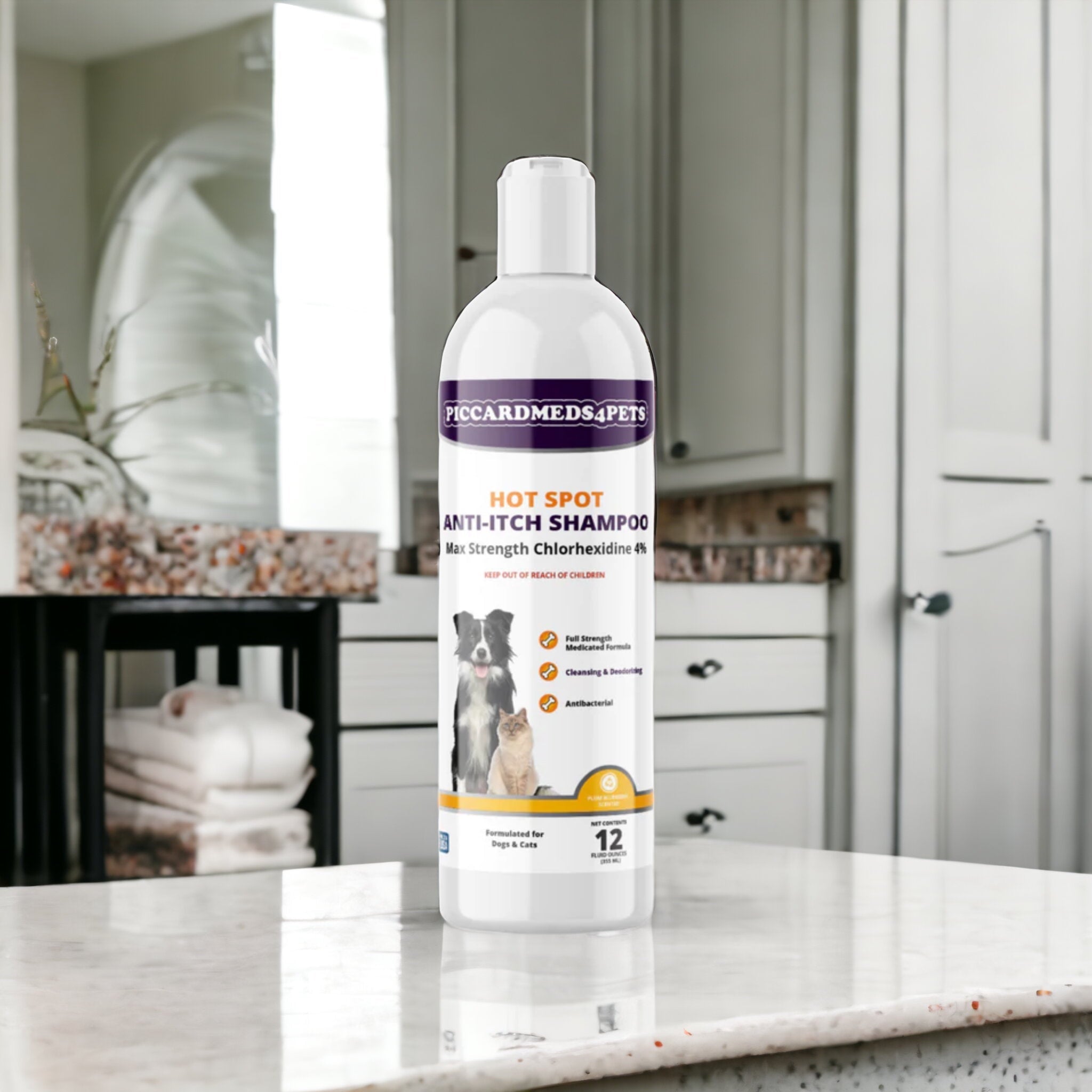 Piccardmeds4pets Hot Spot Anti-Itch Max Strength Pet Shampoo 12 oz. + FREE Bandana!