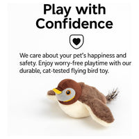 USB Rechargeable Flapping Bird Cat Toy, Realistic Chirping White Faced Sparrow Plush Toy, Motion Activated Electronic In