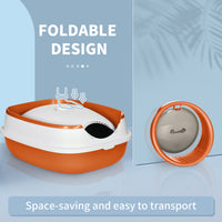 Dome Covered Cat Litter Box with Lid, White and Orange