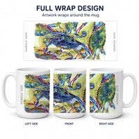 Crab All Over Ceramic Coffee Mug 15 oz Decorative Large C Handle Mug Cup for Tea, Cocoa Hot Chocolate