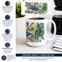 Crab All Over Ceramic Coffee Mug 15 oz Decorative Large C Handle Mug Cup for Tea, Cocoa Hot Chocolate