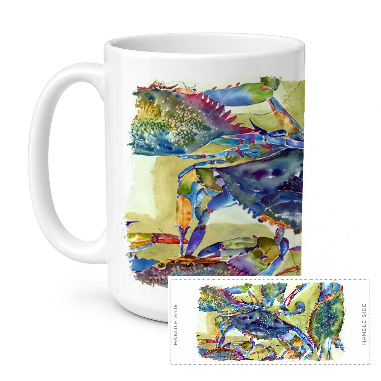 Crab All Over Ceramic Coffee Mug 15 oz Decorative Large C Handle Mug Cup for Tea, Cocoa Hot Chocolate