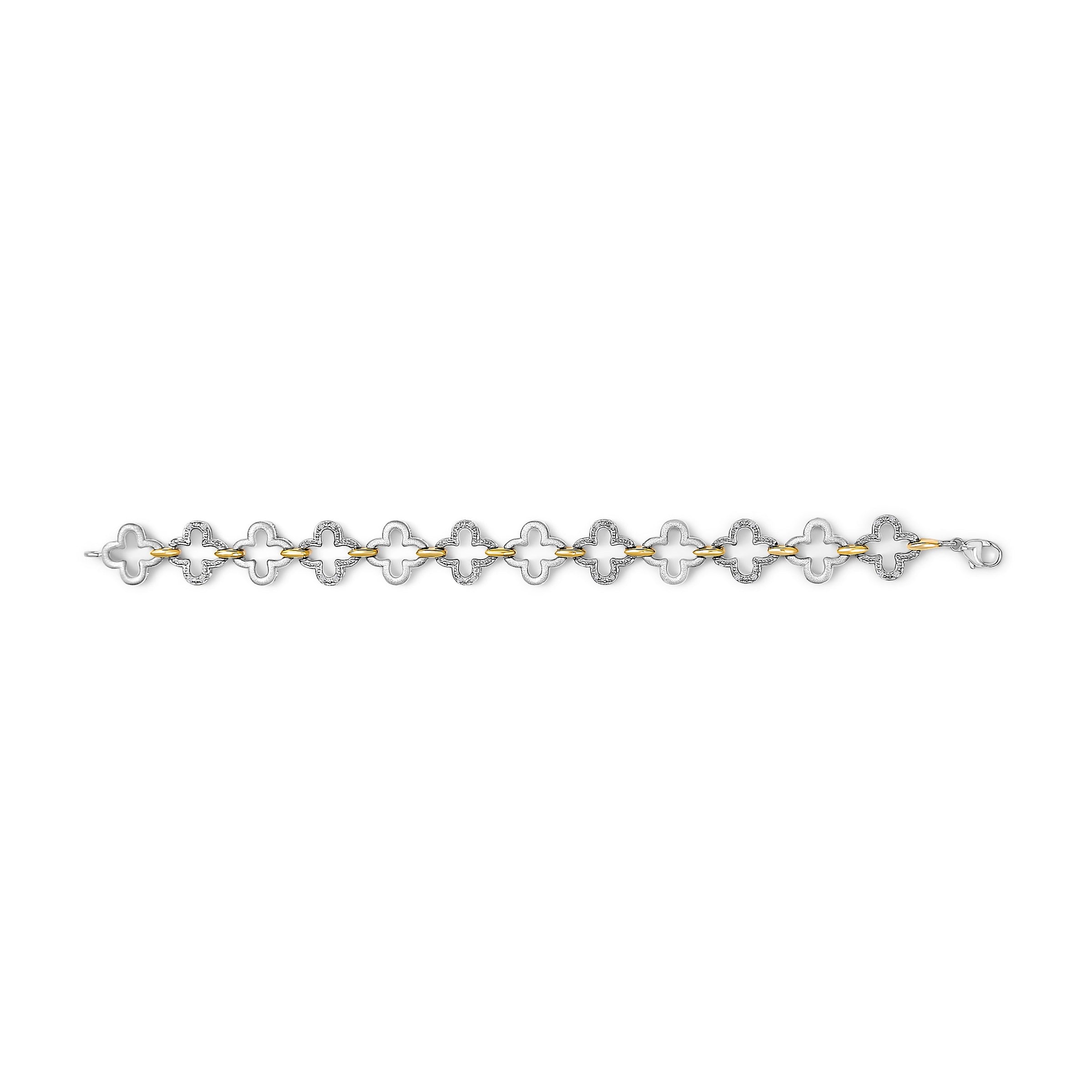 .925 Two-tone Sterling Silver 1/10 Cttw Natural Round Diamond Fashion Tennis Bracelet (I-J Color, I1-I2 Clarity) - 7"