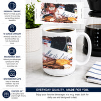 Red Beans and Rice Ceramic Coffee Mug 15 oz Decorative Large C Handle Mug Cup for Tea, Cocoa Hot Chocolate
