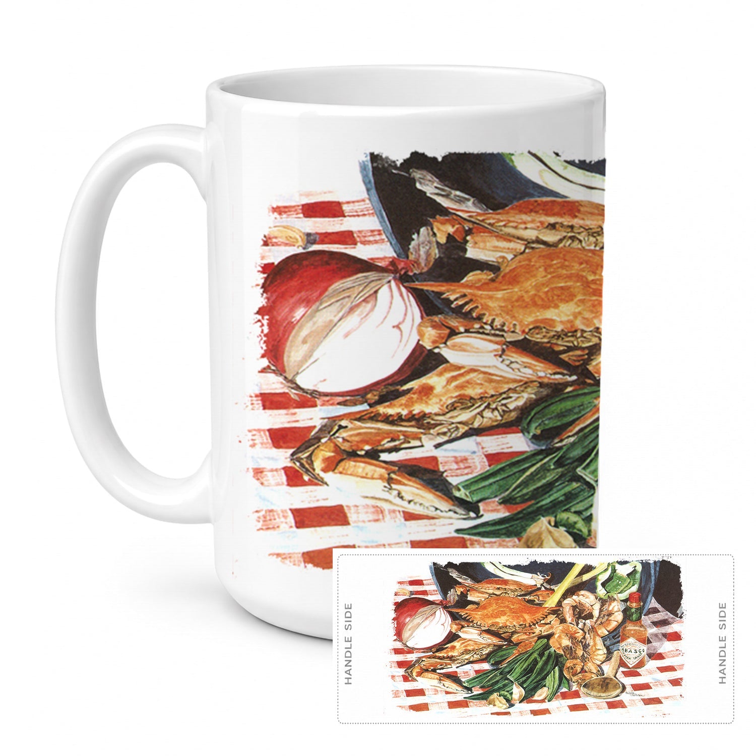 Crab Boil Ceramic Coffee Mug 15 oz Decorative Large C Handle Mug Cup for Tea, Cocoa Hot Chocolate