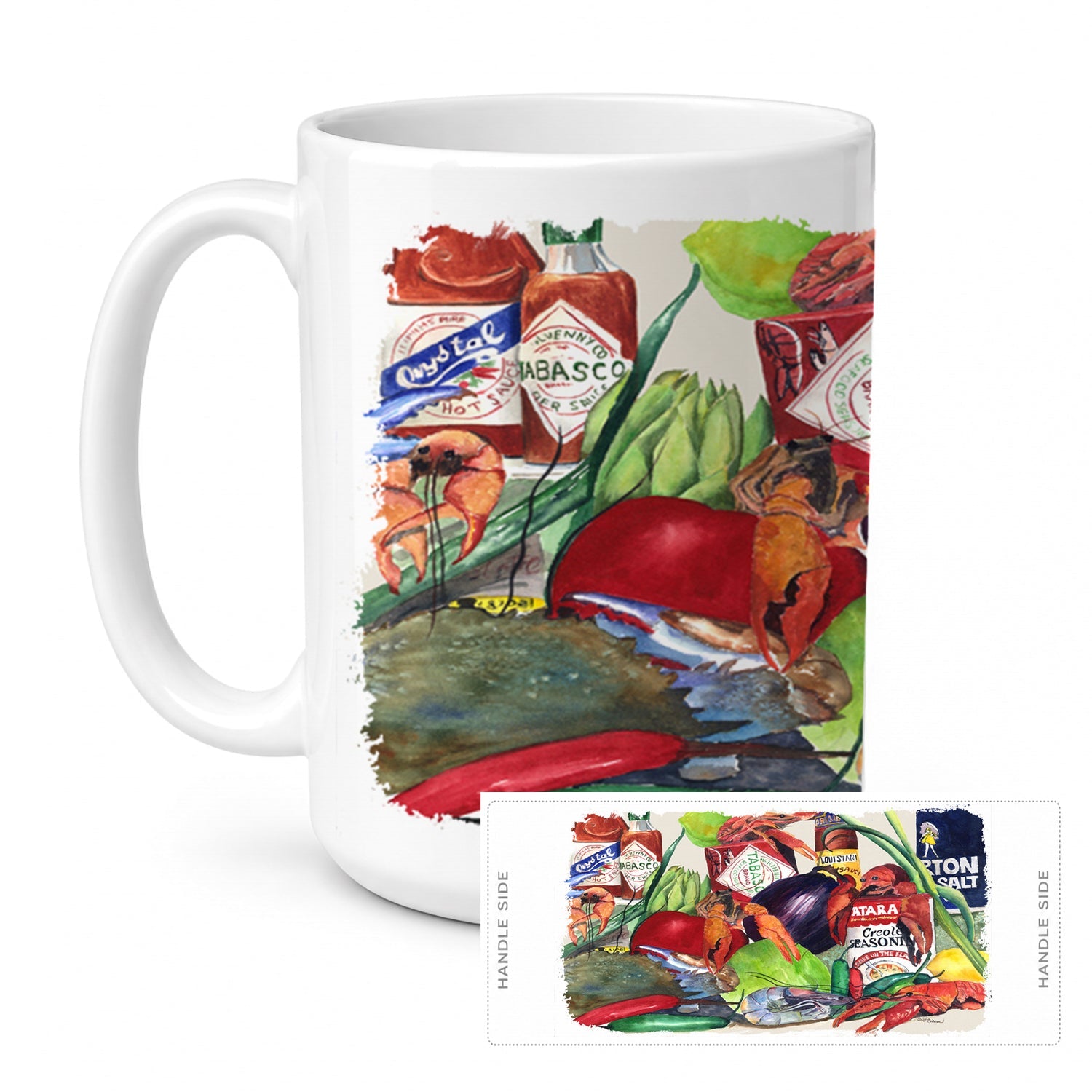 Louisana Spices Ceramic Coffee Mug 15 oz Decorative Large C Handle Mug Cup for Tea, Cocoa Hot Chocolate