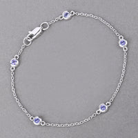 0.50 Carat Genuine Tanzanite .925 Sterling Silver Bracelet