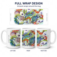 Crab Shrimp Oysters Ceramic Coffee Mug 15 oz Decorative Large C Handle Mug Cup for Tea, Cocoa Hot Chocolate
