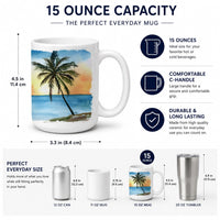 Palm Tree Ceramic Coffee Mug 15 oz Decorative Large C Handle Mug Cup for Tea, Cocoa Hot Chocolate