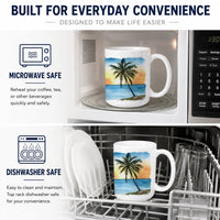 Palm Tree Ceramic Coffee Mug 15 oz Decorative Large C Handle Mug Cup for Tea, Cocoa Hot Chocolate