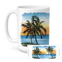 Palm Tree Ceramic Coffee Mug 15 oz Decorative Large C Handle Mug Cup for Tea, Cocoa Hot Chocolate