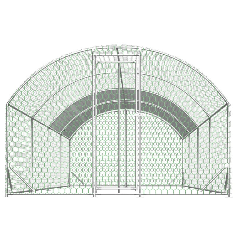 26'x9'x6'Large Metal Chicken Coop,Walk-in Poultry Cage,Chicken Run With Waterproof Cover,Outdoor Backyard Farm,Chicken R