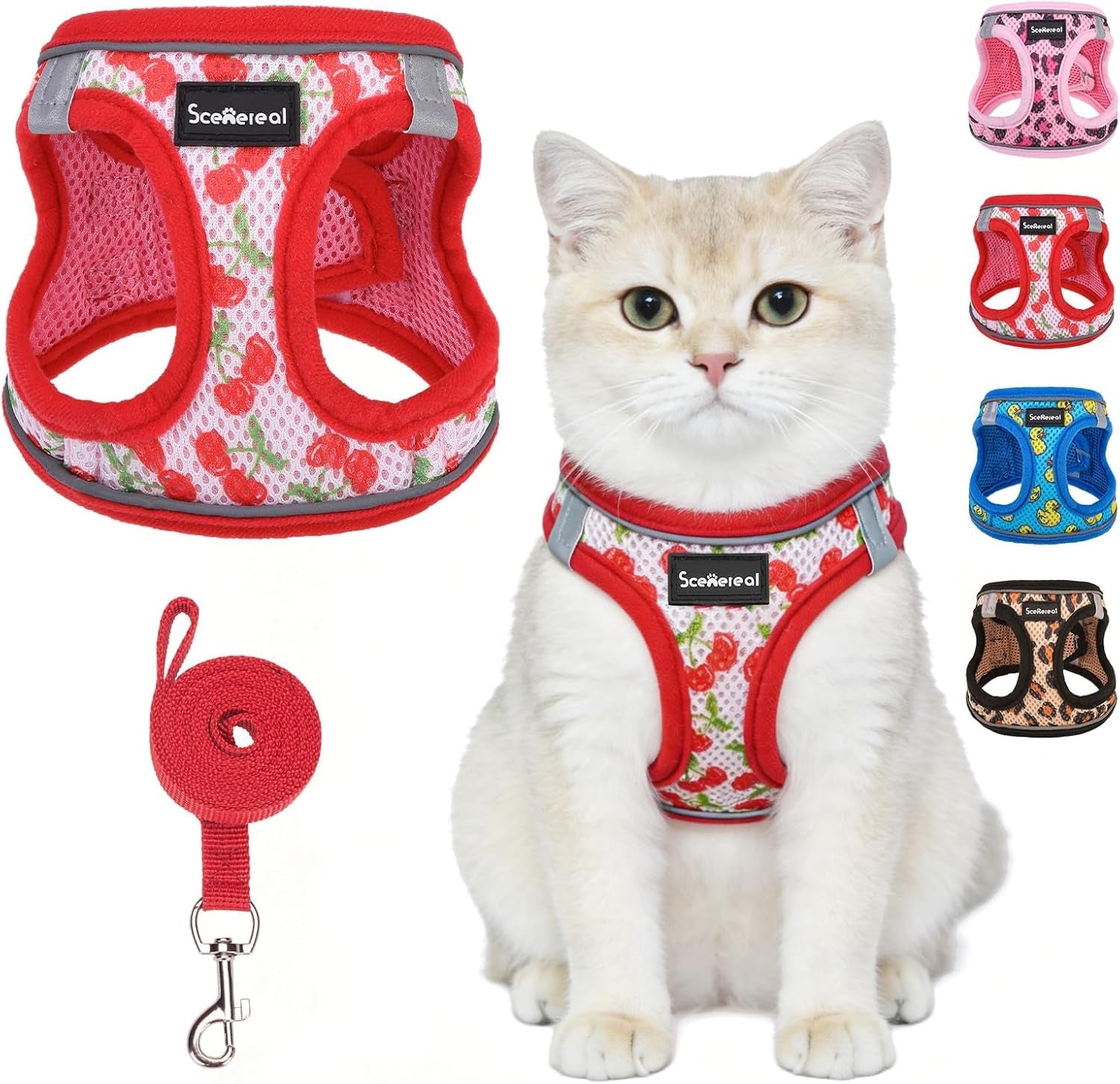 Cat Harness and Leash Set Escape Proof Reflective Mesh Vest