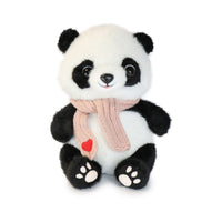 10-Inch Black and White Blush Panda with Gray Scarf