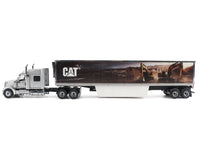 International Lonestar Truck with Sleeper Silver Metallic with "CAT Caterpillar" Mural Trailer "Transport Series" 1/50 Diecast Model by Diecast Masters
