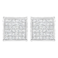 10K White Gold 2ct TDW Princess-Cut Composite Diamond Stud Earring (I-J ,I2-I3)