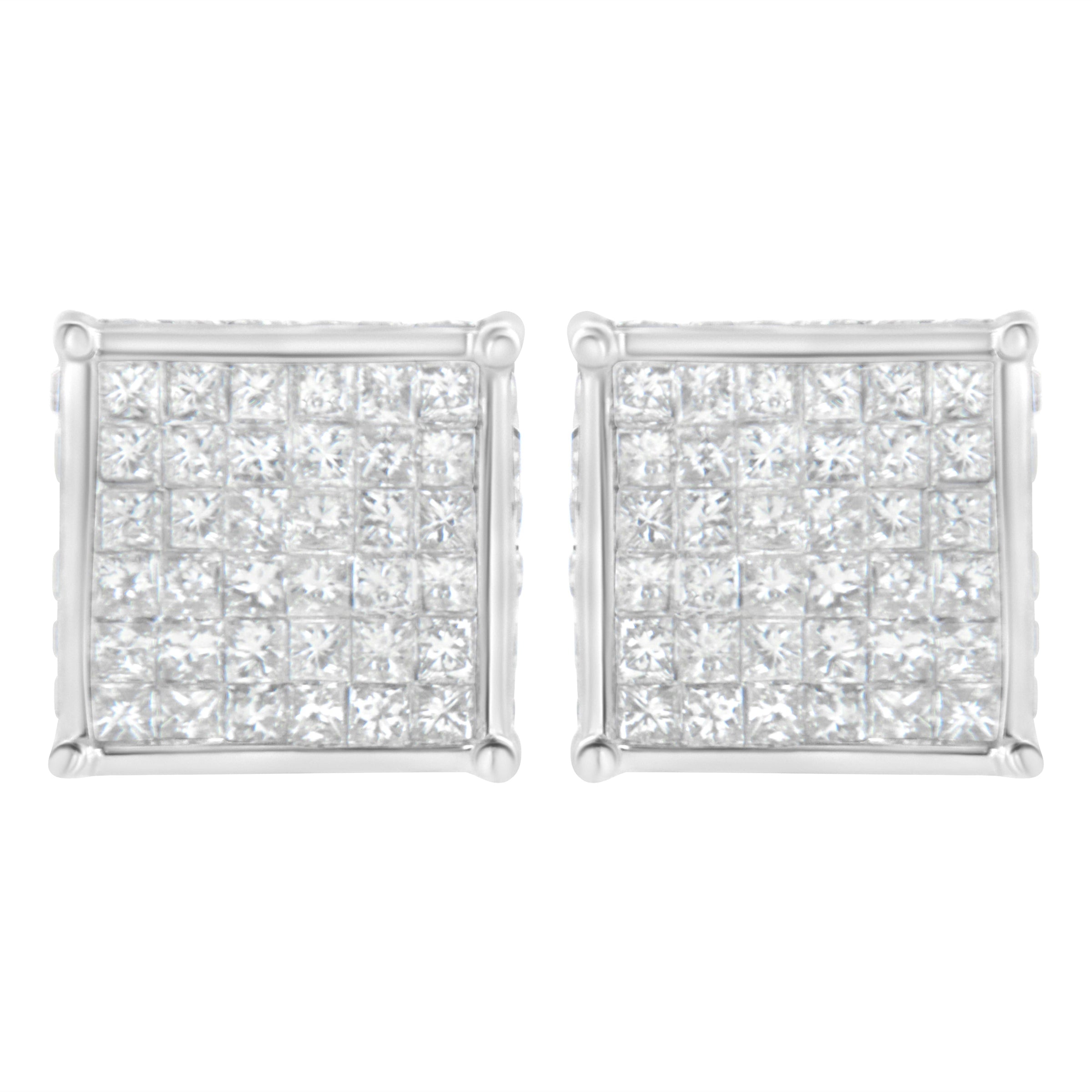 10K White Gold 2ct TDW Princess-Cut Composite Diamond Stud Earring (I-J ,I2-I3)