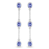 1.98 Carat Genuine Tanzanite .925 Sterling Silver Earrings