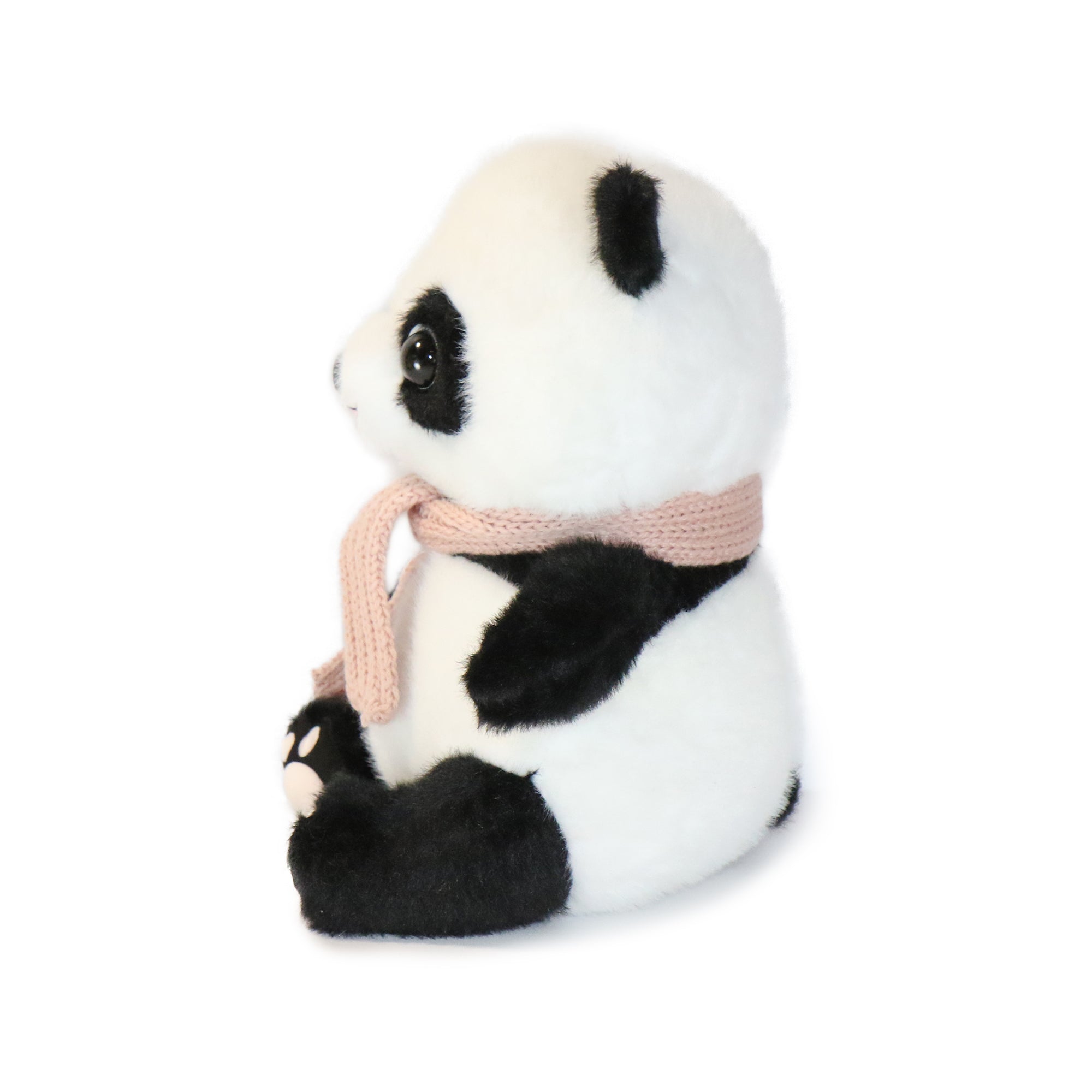 10-Inch Black and White Blush Panda with Gray Scarf