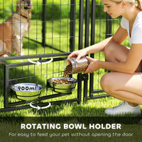 9.8' X 9.8' X 6'Outdoor Dog Kennel, Dog Kennel Outside Run With 360 Rotating Bowls, Waterproof & UV Resistant CoverMulti