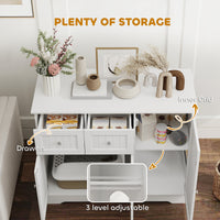 Cat Litter Box Enclosure with Drawers, Storage, Anti-tip Kit, 39" x 18" x 31.5", White