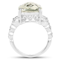 6.74 Carat Genuine Green Amethyst .925 Sterling Silver Ring