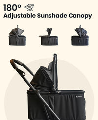 Pet Stroller 4 Wheel Dog Cat Foldable Removable Carrier 33lb Black