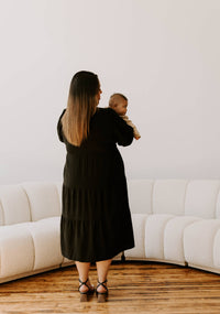 Tiered Breastfeeding Dress - Black