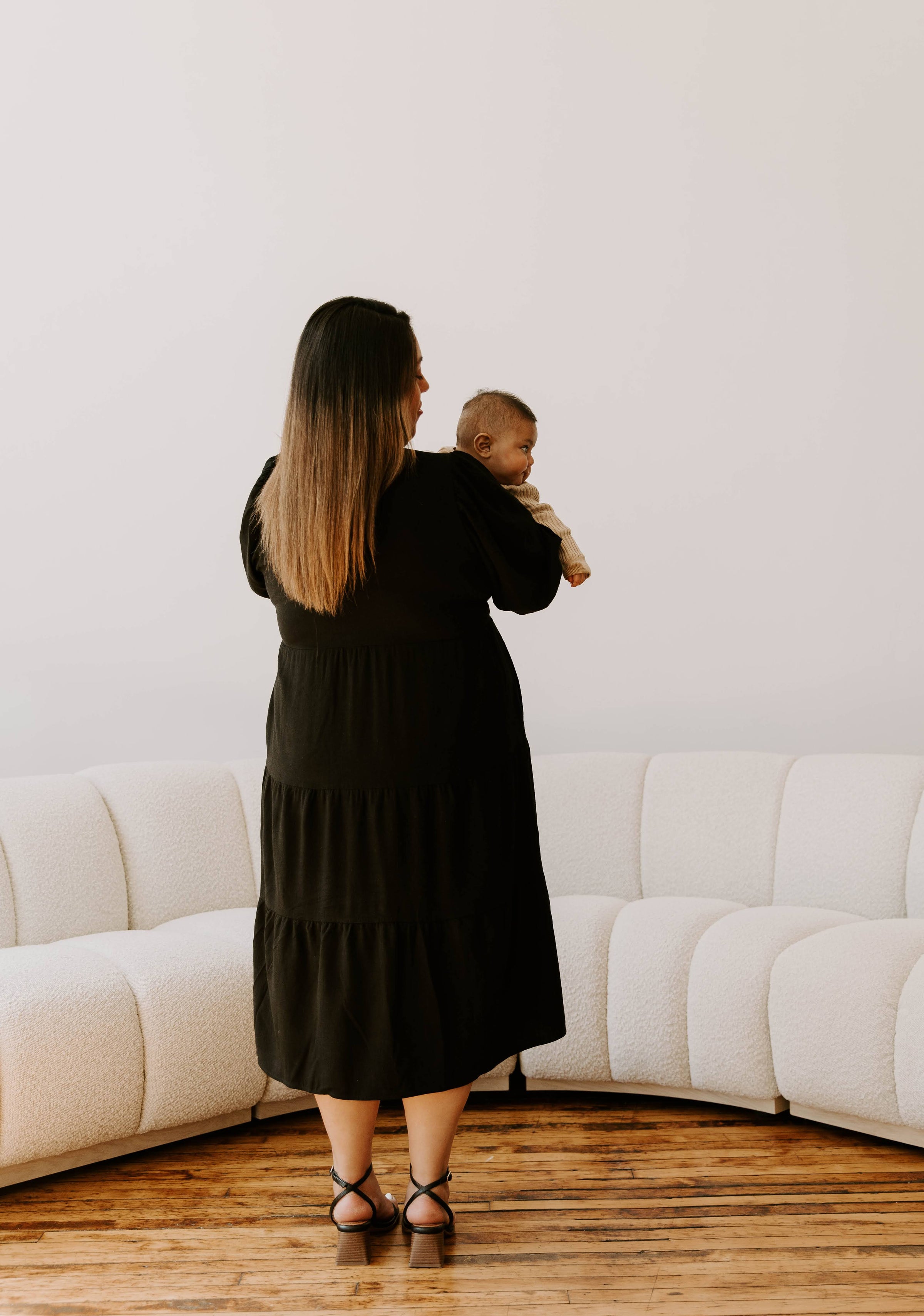 Tiered Breastfeeding Dress - Black