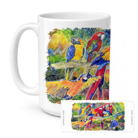 Parrot Ceramic Coffee Mug 15 oz Decorative Large C Handle Mug Cup for Tea, Cocoa Hot Chocolate