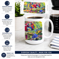 Parrot Ceramic Coffee Mug 15 oz Decorative Large C Handle Mug Cup for Tea, Cocoa Hot Chocolate