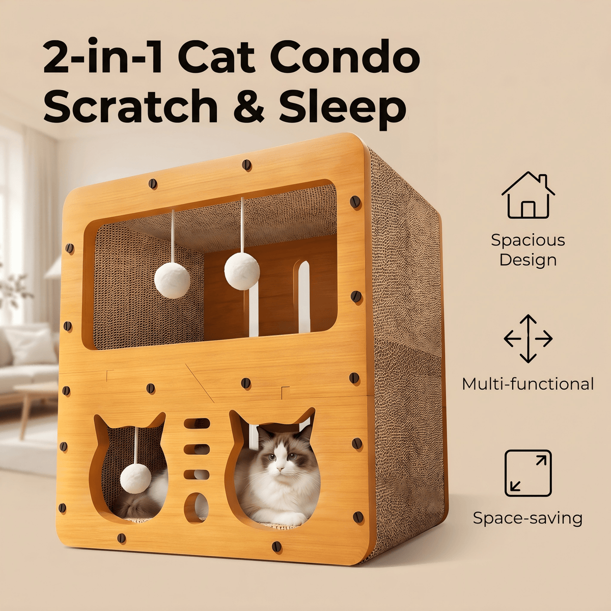 2 Styles Double Layer Cat Scratcher House Multifunctional Corrugated Paper Cat Nest Villa Large Space Cat Cave Bed With 