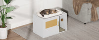 Cat Litter Box Cabinet Multifunctional White Modern Cat House Washroom End Table For Bedroom Living Room