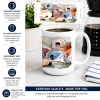 Sea Shells Ceramic Coffee Mug 15 oz Decorative Large C Handle Mug Cup for Tea, Cocoa Hot Chocolate