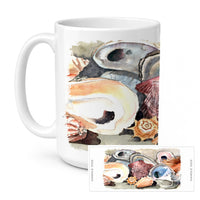 Sea Shells Ceramic Coffee Mug 15 oz Decorative Large C Handle Mug Cup for Tea, Cocoa Hot Chocolate