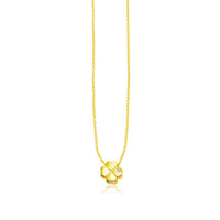 14k Yellow Gold Polished Four Leaf Clover Necklace with Diamond