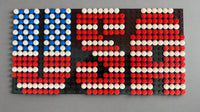 Build-It-Yourself DIY USA Flag Brick Sign Kit – 32x16 Studs | Red, White & Blue Mosaic on Black Base - BIG FRENCHIES