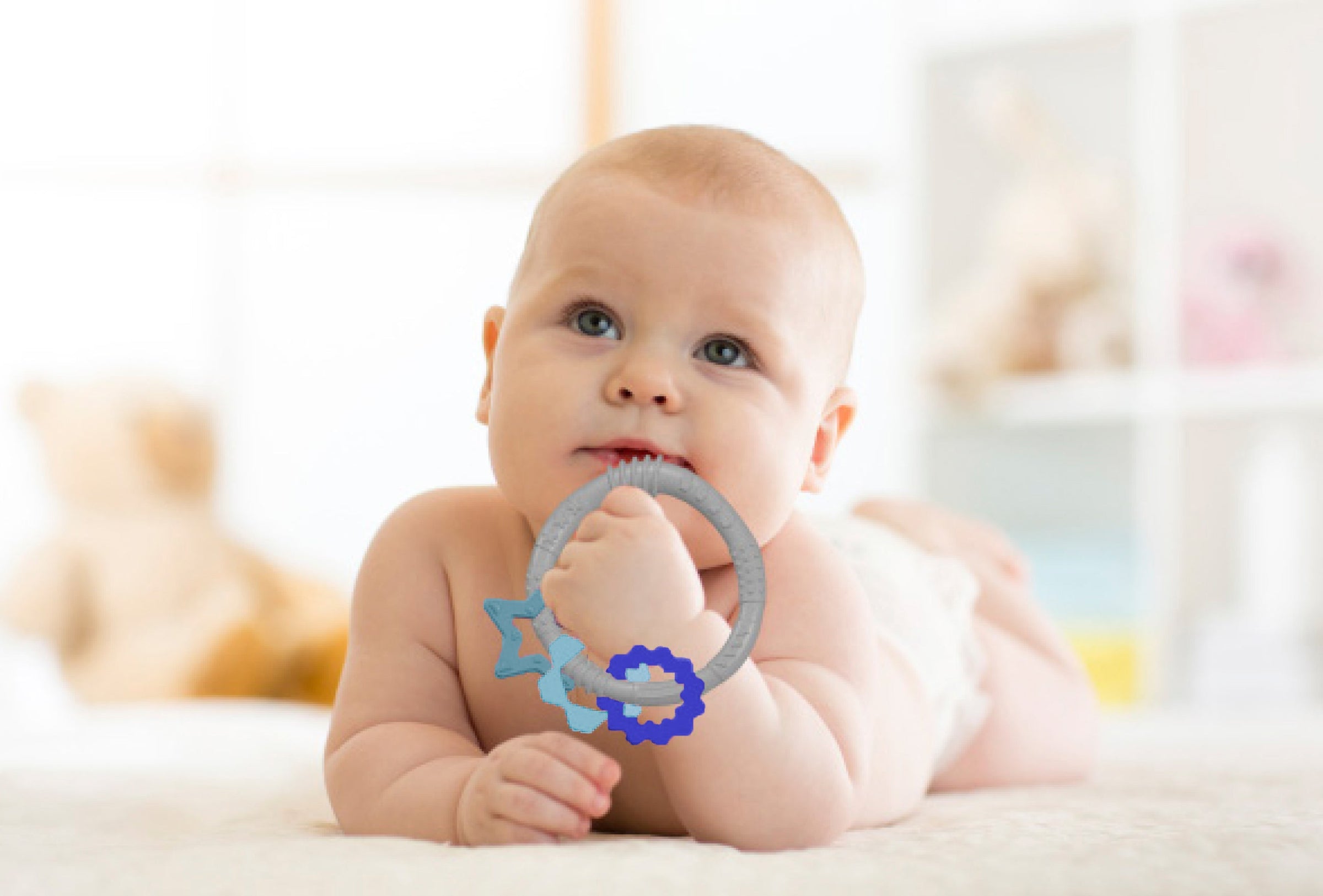 Babyjem silicon ring teether 100% food-grade silicone dishwasher safe 3+ months