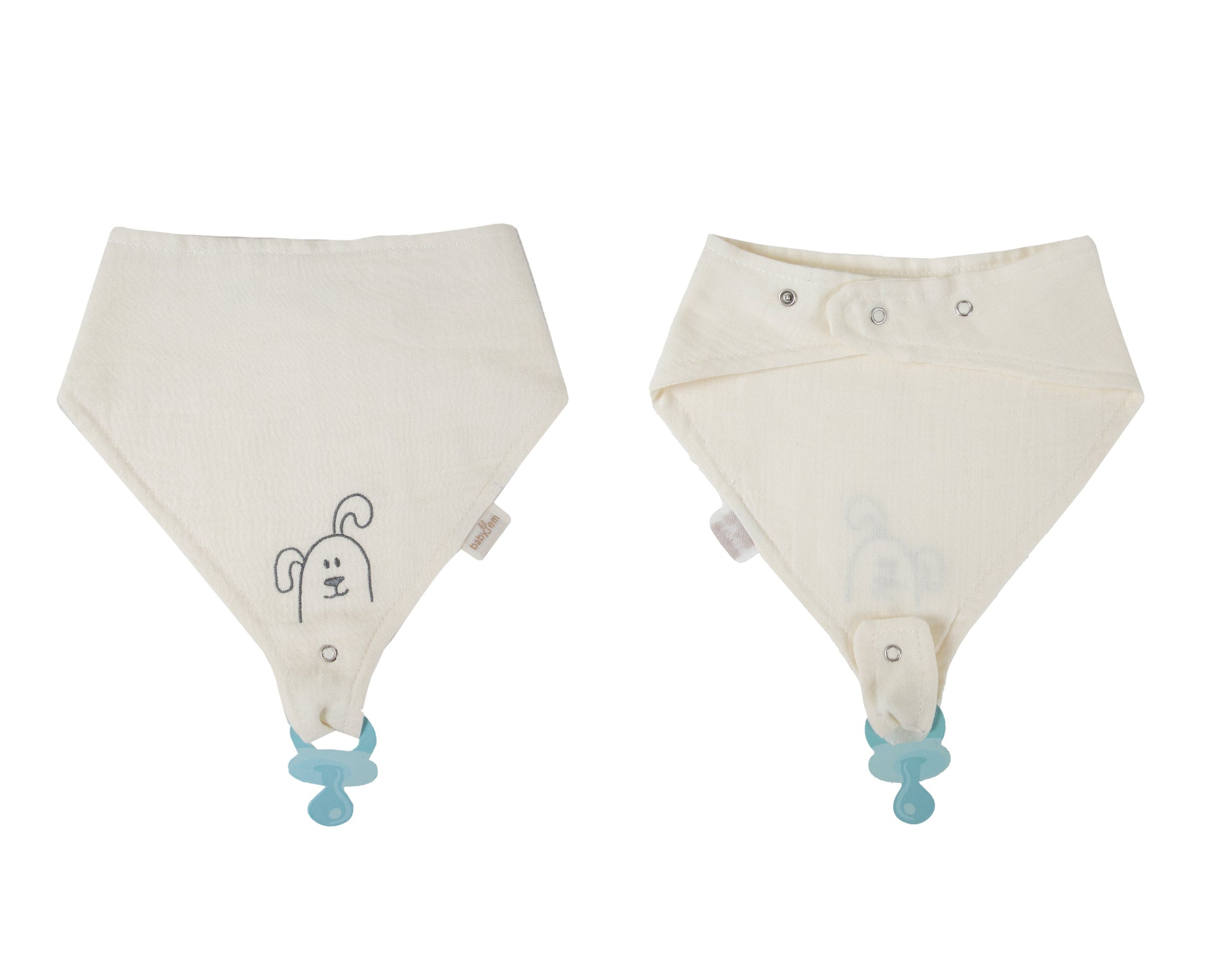 Babyjem 837 muslin bib with pacifier hanger