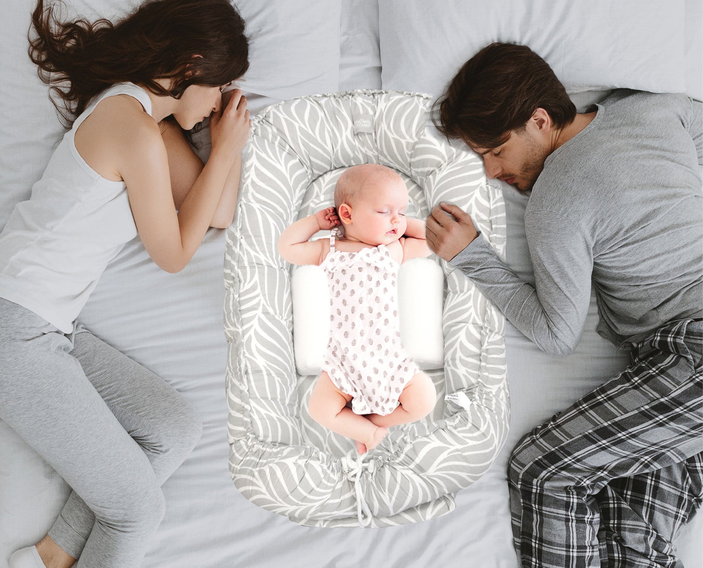 Babyjem babynest / grey leaf