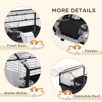Metal Small Animal Cage, Rabbit Cage for Guinea Pig Chinchilla Hedgehog Bunny with Removable Wheels and Foldable Detacha