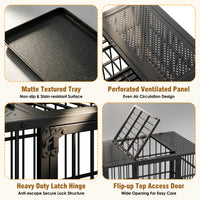 Heavy Duty Dog Crate , Mobile Pet Kennel with Lockable Wheels & Rotary Twist-Latch, Indoor Outdoor Metal Cage with Perfo