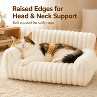 Cute Cat Couch For Pets - Fluffy Cat Beds With Premium Soft Corduroy Fleece, Fuzzy Cats Beds For Indoor Cats With Remova