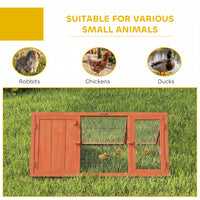 Rabbit Hutch, Wooden Guinea Pig Hutch with Run and Doors, Outdoor Triangle Bunny House for Rabbits,Duck and Chicken