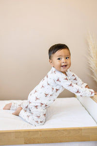 Reindeer Games Ribbed Bamboo Zippy Pajamas *NB to 3/6m left - BIG FRENCHIES