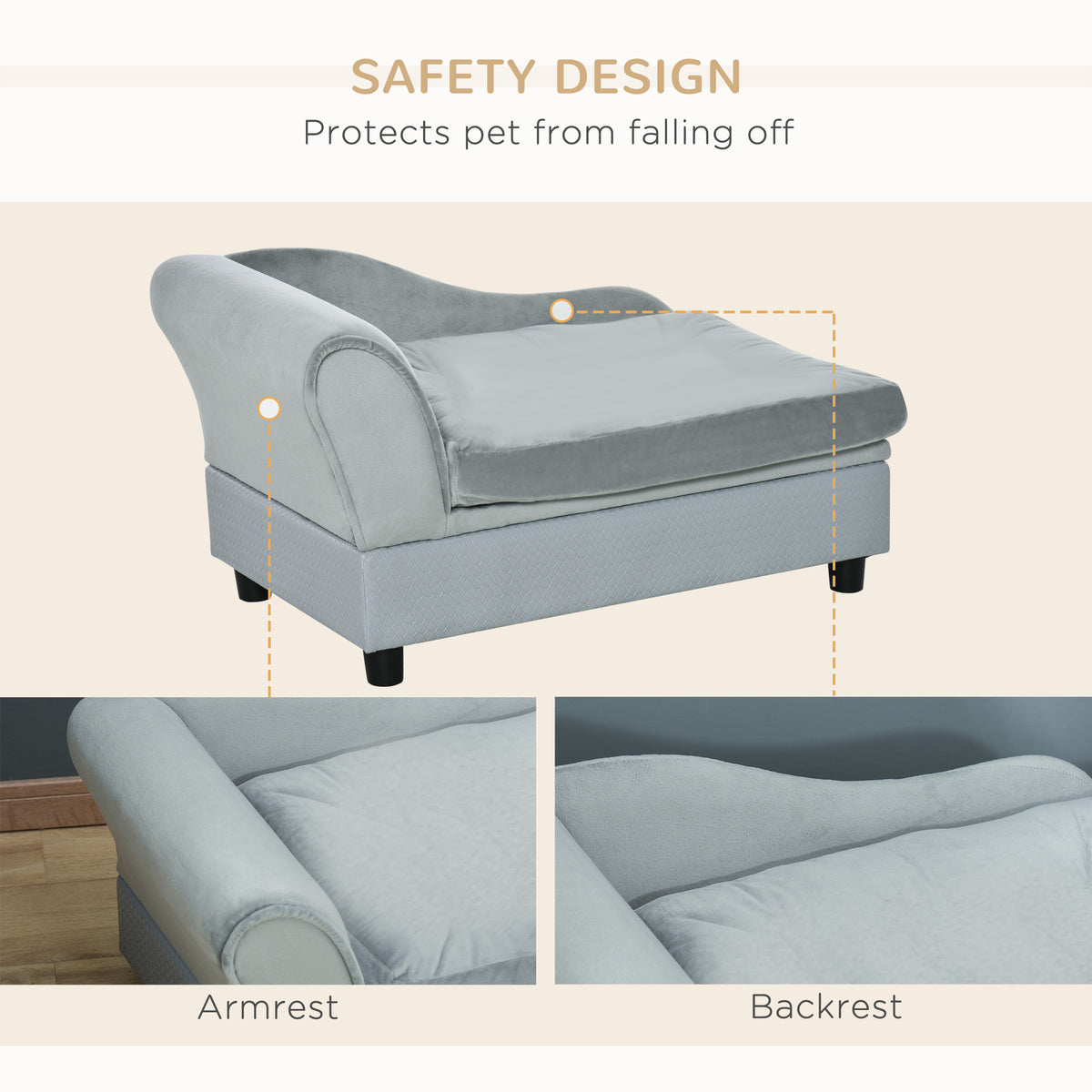 Luxury Fancy Dog Couch with Hidden Storage, Small Dog Sofa Bed with 2" Soft Foam, Modern Pet Furniture for Puppies & Lit