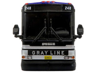 2001 MCI D4000 Coach Bus "Gray Line of Alaska" Dark Blue with Stripes "Vintage Bus & Motorcoach Collection" Limited Edition to 504 pieces Worldwide 1/87 (HO) Diecast Model by Iconic Replicas