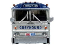 1964 MCI MC-5A Coach Bus "Greyhound Canada" White with Blue Stripes "Vintage Bus & Motorcoach Collection" Limited Edition to 504 pieces Worldwide 1/87 (HO) Diecast Model by Iconic Replicas