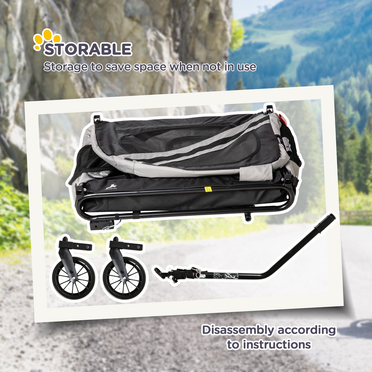 2-in-1 Pet Bike Trailer for Small Medium Dogs, Road-Visibility Dog Stroller Bicycle Carrier, Weather-Strong Bike Wagon T